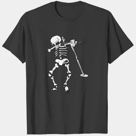 Dabbing Skeleton Metal Detector Halloween Funny T-shirt