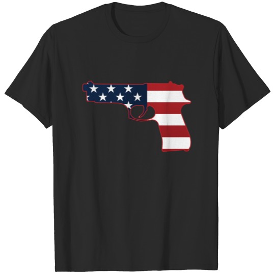 Discover Semi-automatic Stars & Stripes Handgun Silhouette T-shirt