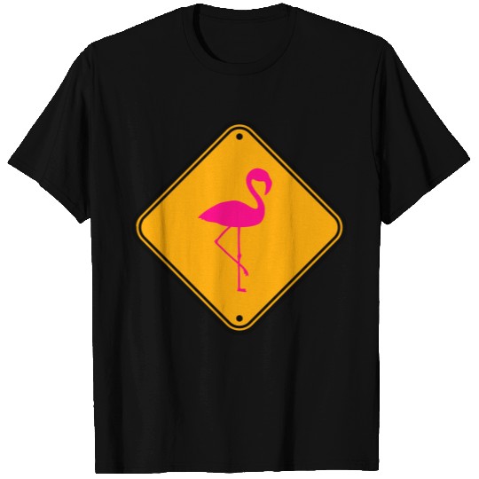 warning note beware beware shield danger flamingo T-shirt