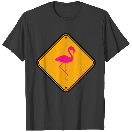 warning note beware beware shield danger flamingo T-shirt