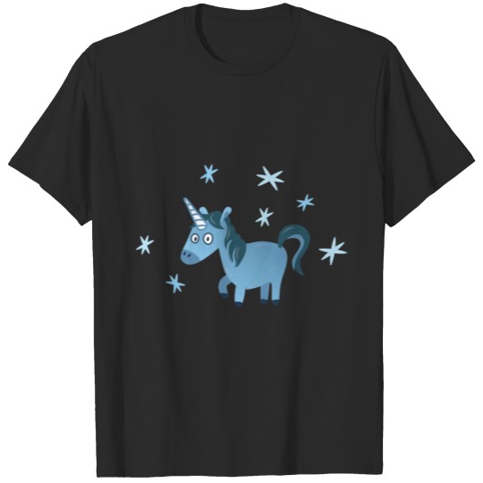 Blue unicorn illustration, Lost in stars T-shirt