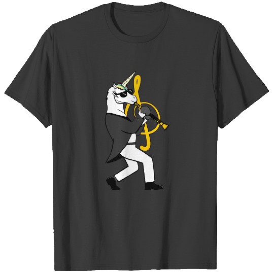 unicorn play with clarinet band music gift T-shirt