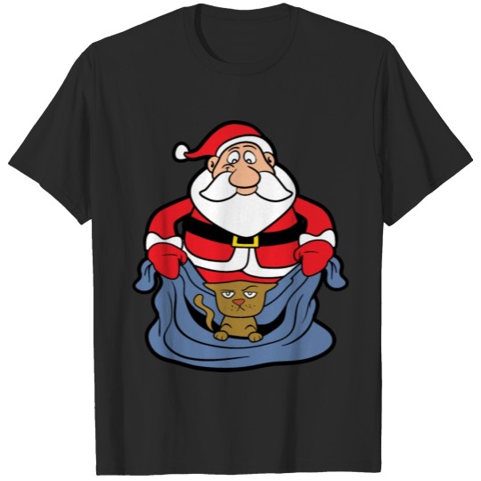 Discover Funny Santa Claus Xmas Merry Christmas Winter Cat T-shirt