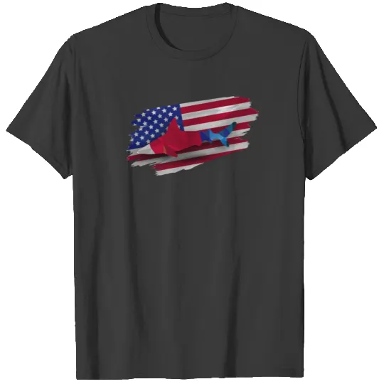 Shark american flag shirt vintage 4th of July gift T-shirt