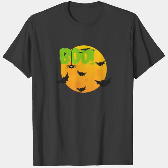Happy Halloween Boo! Full Moon Bats and Spider T-shirt