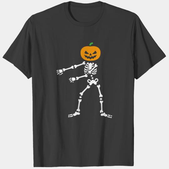 Funny Pumpkin Head Skeleton Floss Dance Halloween T-shirt