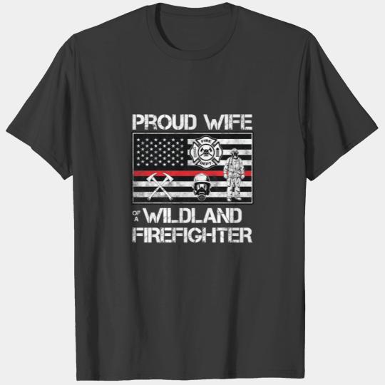Wildland Firefighter Hero Wife Thin Red Line Gift T-shirt