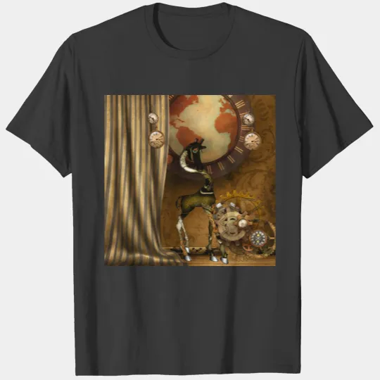 Cute steampunk giraffe with clocks and gears T-shirt