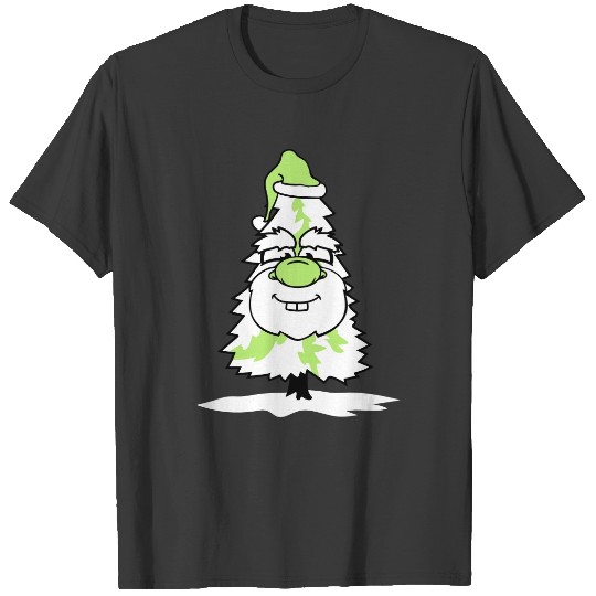 face funny white green christmas tree christmas ni T-shirt