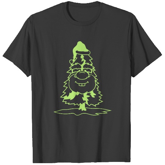 face funny white green christmas tree christmas ni T-shirt