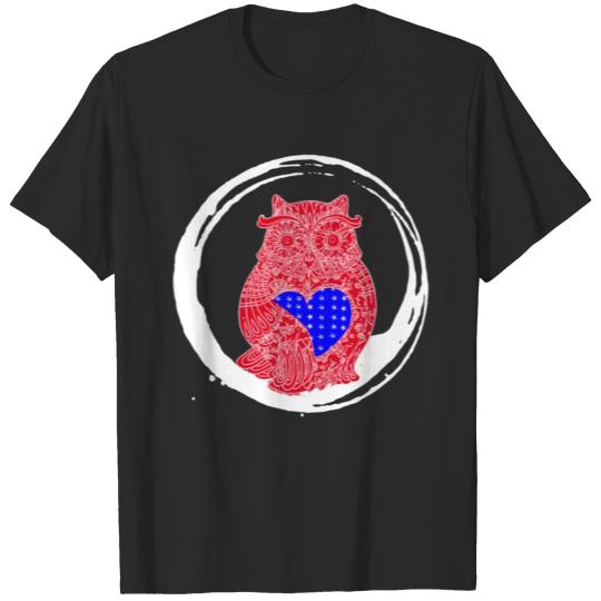 Discover american owl heart gift T-shirt