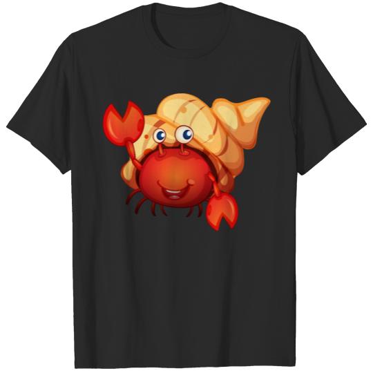 Discover cartoon sea crab in shell T-shirt