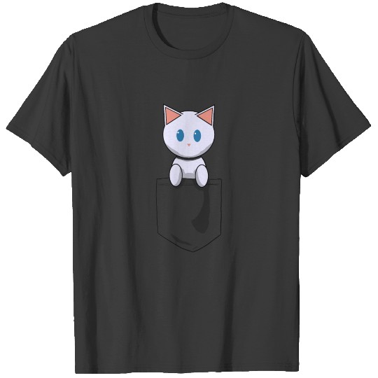 Pocket Cat White T-shirt