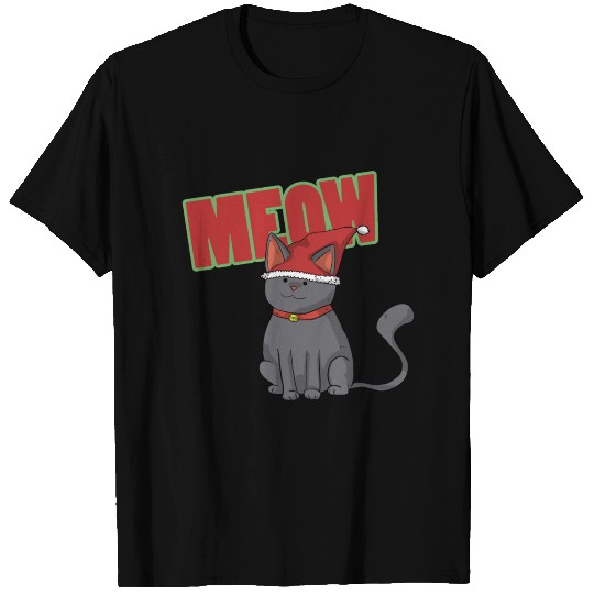 Sitting Cat Santa T-shirt