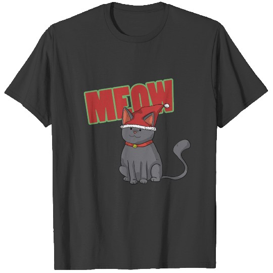 Sitting Cat Santa T-shirt