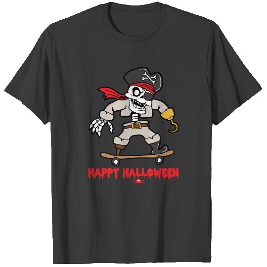 Halloween Skateboarding Skeleton Skull Bone Horror T-shirt
