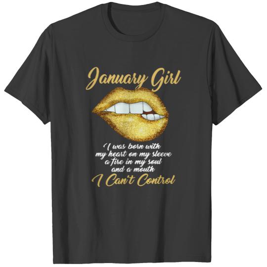 january girl i was born with my heart on my sleeve T-shirt
