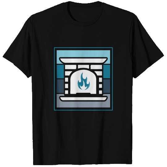 Fireplace Blue christmas ugly sweater gift T-shirt