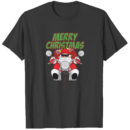 Funny Santa Claus Xmas Merry Christmas Motorcycle T-shirt
