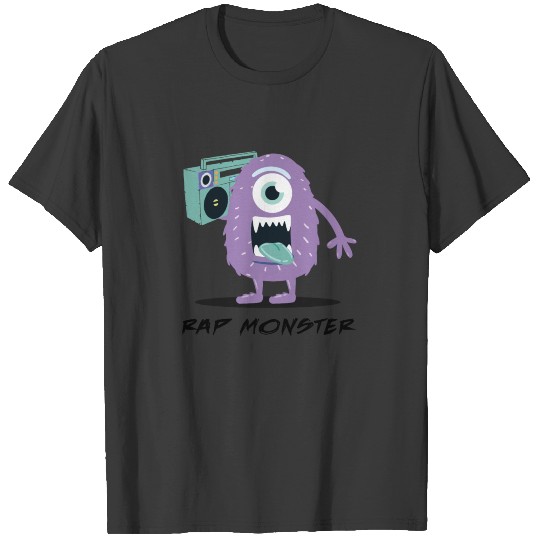 Rap Monster Cartoon Cute Halloween Monster Boombox Light T-shirt