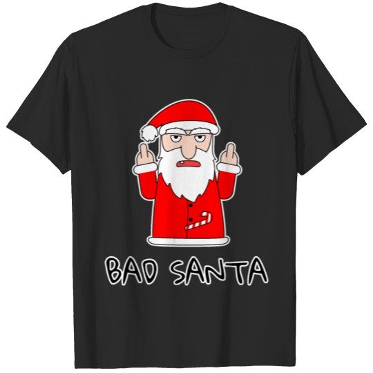Discover Bad Santa Claus Fun Christmas Shirt Middle Finger T-shirt