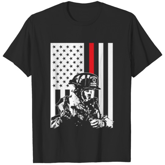 Discover AMERICAN FIREFIGHTER FLAG RED LINE FUNNY GIFT T-shirt