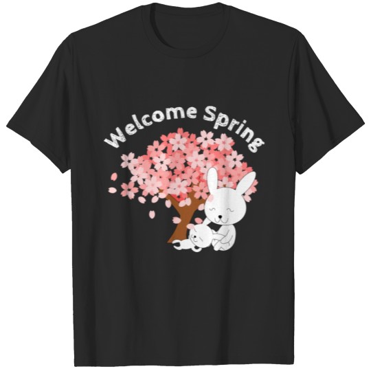 Discover Welcome Spring Easter Bunny Mother and Child T-shirt