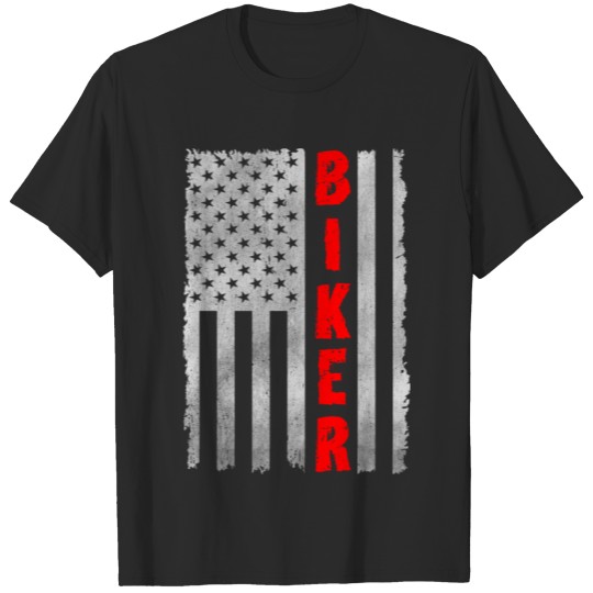 Discover Patriotic American Vertical US Flag Biker T-shirt