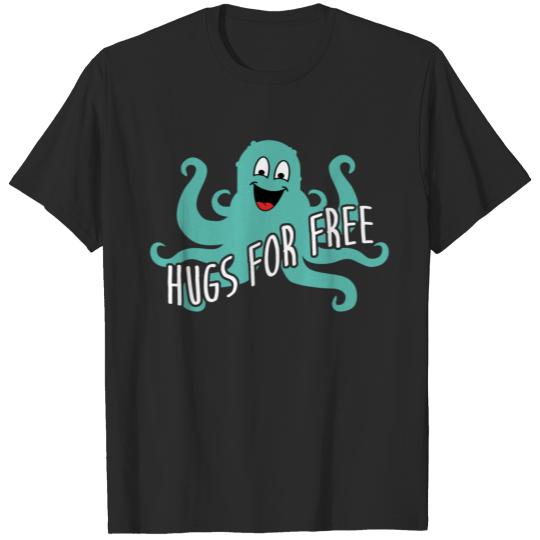 Discover Hugs for free. Funny green octopus laughing T-shirt