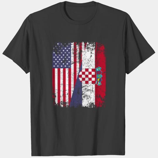 CROATIAN ROOTS | American Flag | CROATIA T-shirt