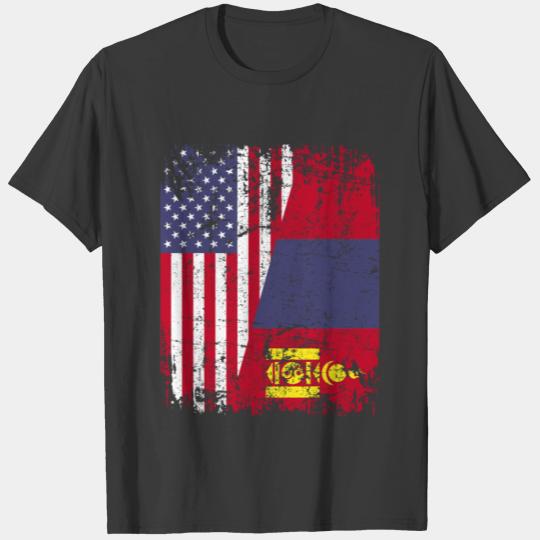 MONGOLIAN ROOTS | American Flag | MONGOLIA T-shirt