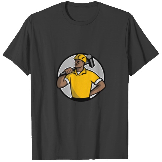 African American Demolition Worker Mascot T-shirt