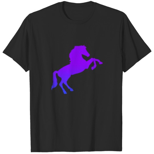 Discover Horse graphic blue and purple T-shirt