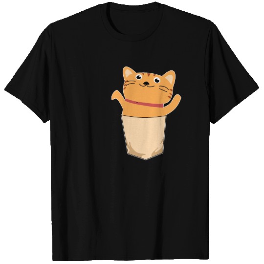 cat pocket feline cute small cool gift idea T-shirt