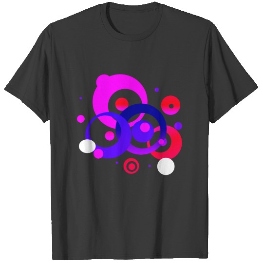 Womens V Neck T-Shirt with rainbow circles T-shirt