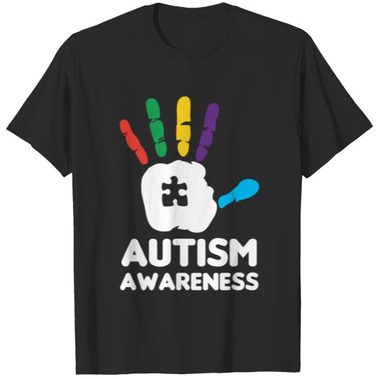 Discover Autism Awareness Hand Print Colorful Puzzle T-shirt