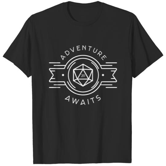 Discover Adventure Awaits Polyhedral Dice D20 Critical Hit T-shirt