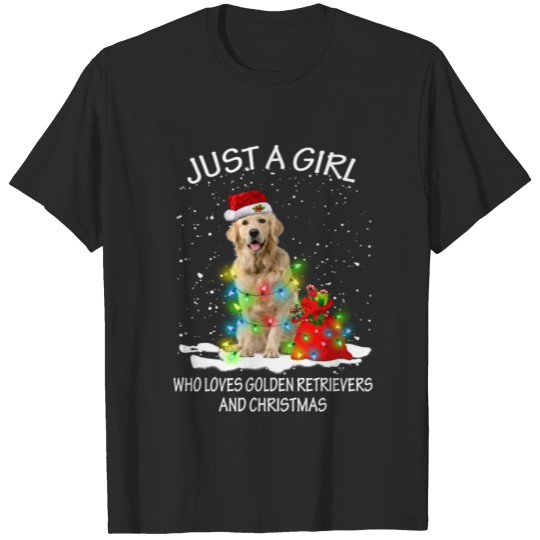 Discover Just A Girl Who Loves Golden Retrievers Christmas T-shirt