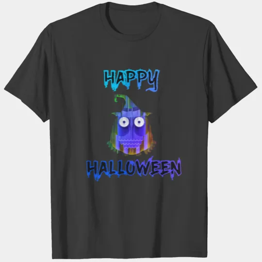 Happy Halloween owl colorful blue purple T-shirt