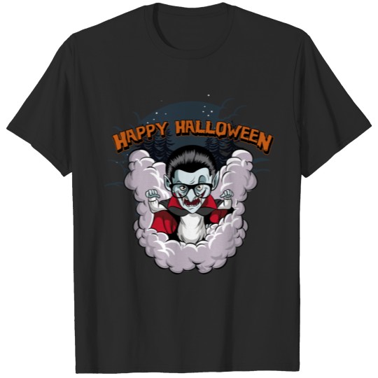 Discover Funny Happy Halloween Vampire In A Cloud T-shirt