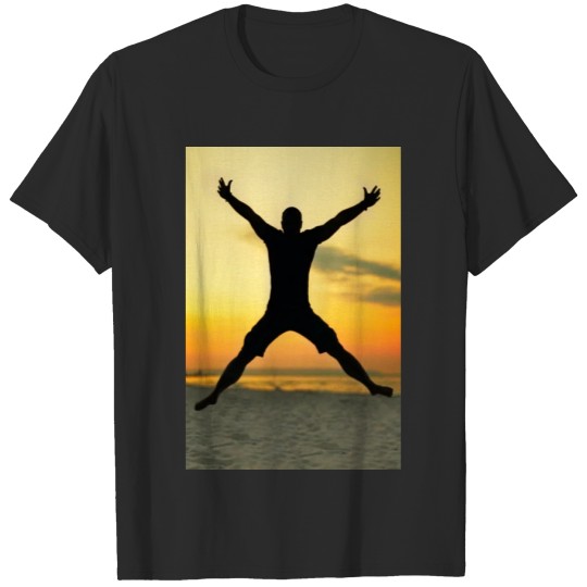 Discover X Silhouette of a jumping man on the beach T-shirt