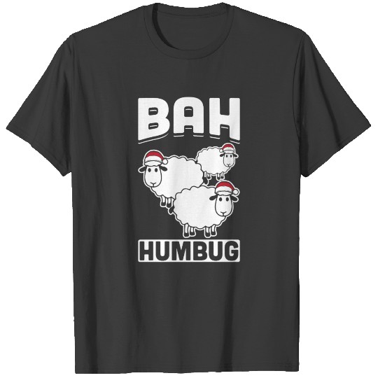 Bah Humbug Sheep Santa Hat Anti Xmas Hate Scrooge T-shirt