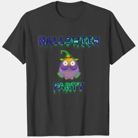 Halloween party owl blue purple colorful T-shirt