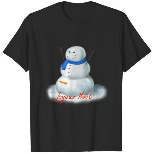 Discover Snowman Horny Evil Scarf Joyeux Noel T-shirt