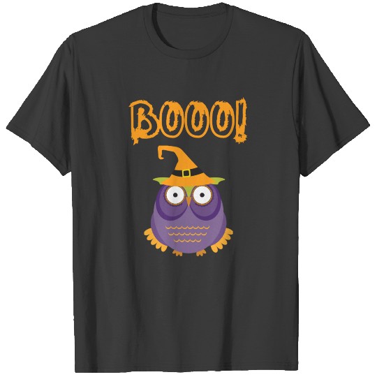 Halloween owl BOOO! orange colorful T-shirt