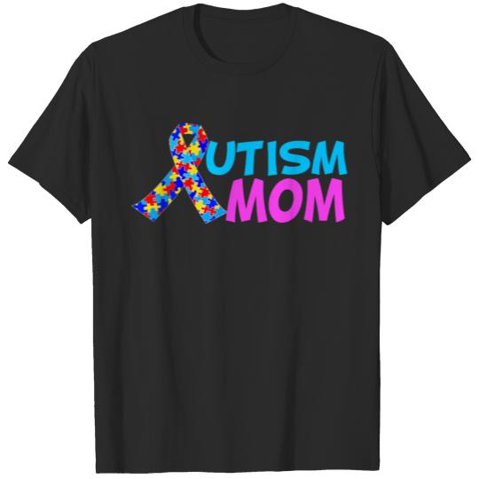 Discover Autism Mom with Beautiful Awareness Ribbon T-shirt