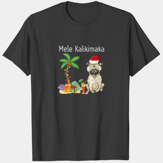 Mele Kalikimaka Santa Pug T-shirt