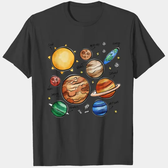 Funny Flat Earth - Solar System Planets Stars T-shirt