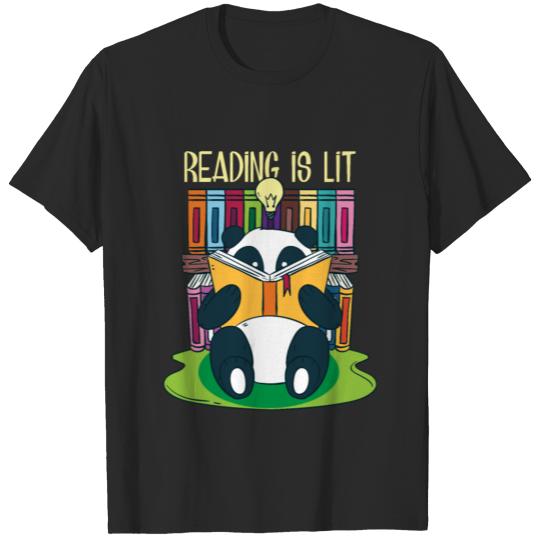 Discover Reading Panda Kids Girls Book Lovers Literature T-shirt
