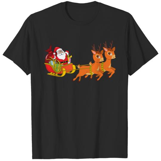 Discover Funny Santa Claus Reindeer Christmas Sleigh Xmas T-shirt